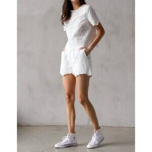 NEW STORIA whitney eyelet top in white